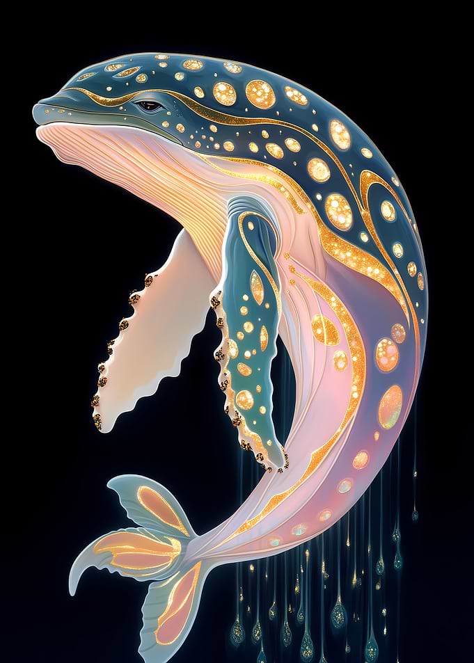 Golden Whale Art Animal