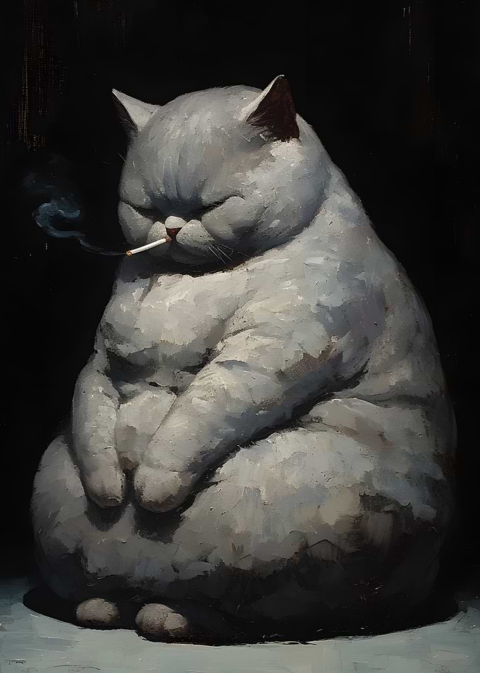 Smoking Cat Painting