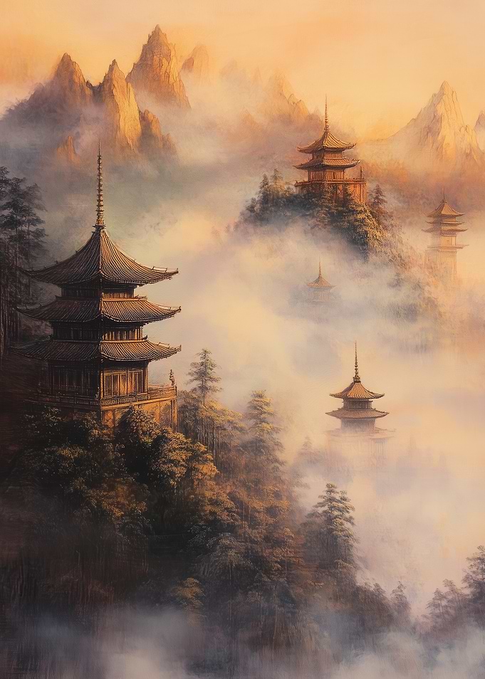Japanese Pagoda Landscape