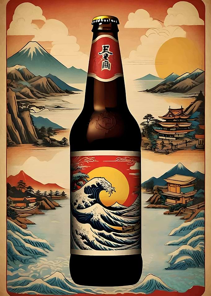 Japanese Beer Bottle Art