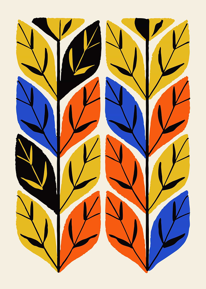 Folk Art Foliage – Bold and Colorful Nature Inspired Print