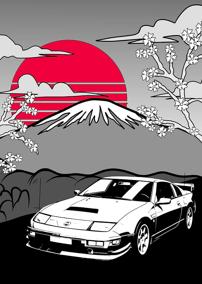 Nissan Z Car with Mt. Fuji