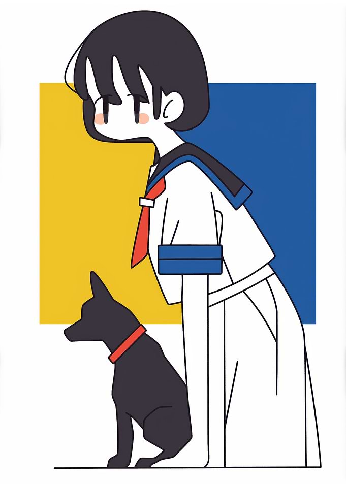 Anime Girl with Dog