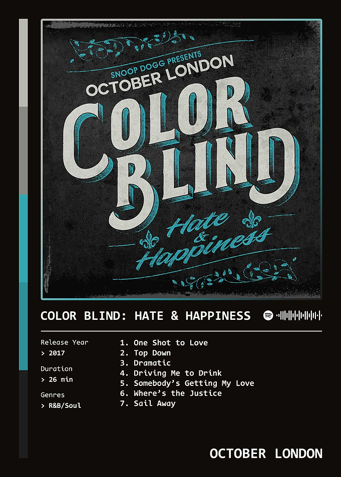 Color Blind: Hate & Happiness (2017) Album by October London