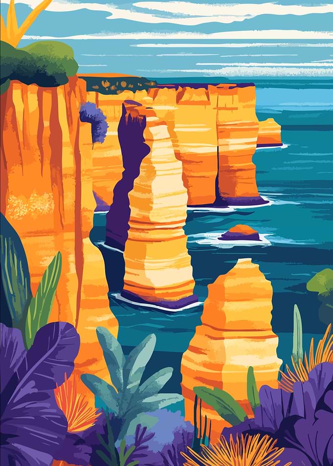 Australian Cliffs Minimalist Landscape Art