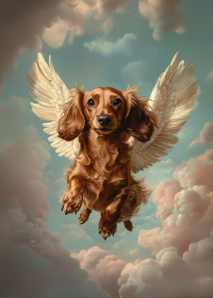 Dachshund Angel | Dog Loss Tribute Print | Dachshund with Wings