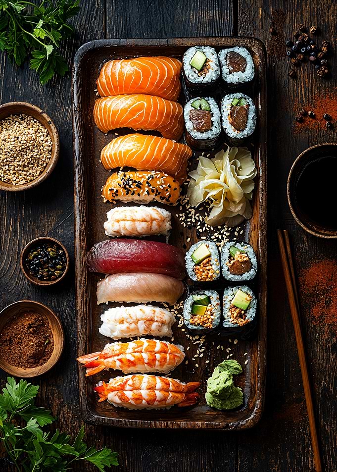 Sushi Platter with Maki Rolls