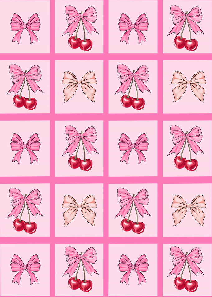 Pink Bow and Cherry Pattern