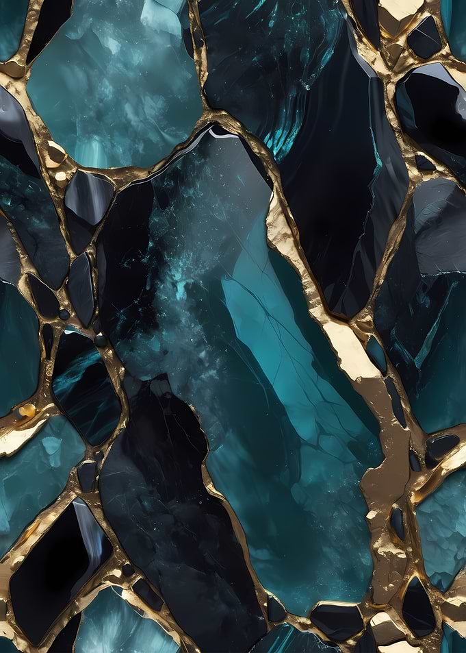 Abstract Teal and Gold