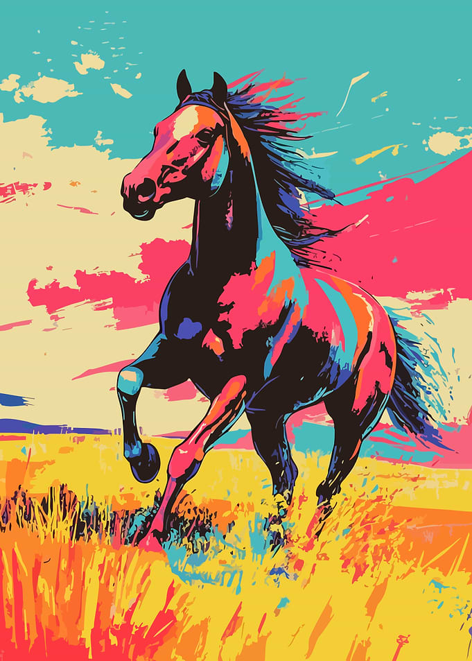 Colorful Running Horse Pop Art