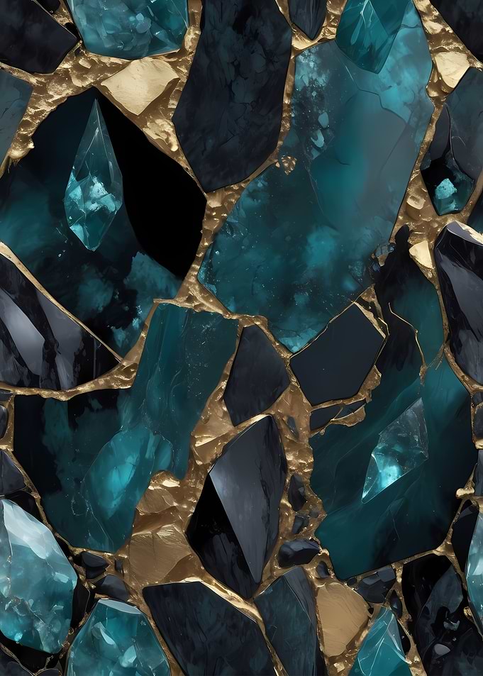 Teal and Gold Crystal Pattern