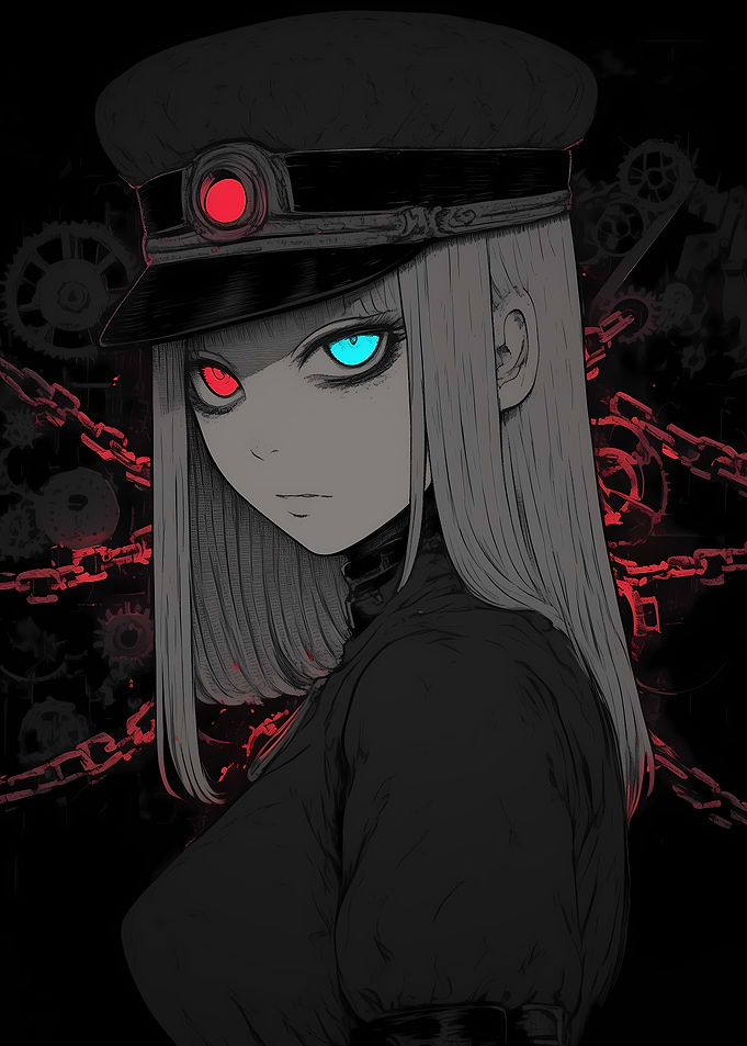 Anime Girl with Red and Blue Eyes