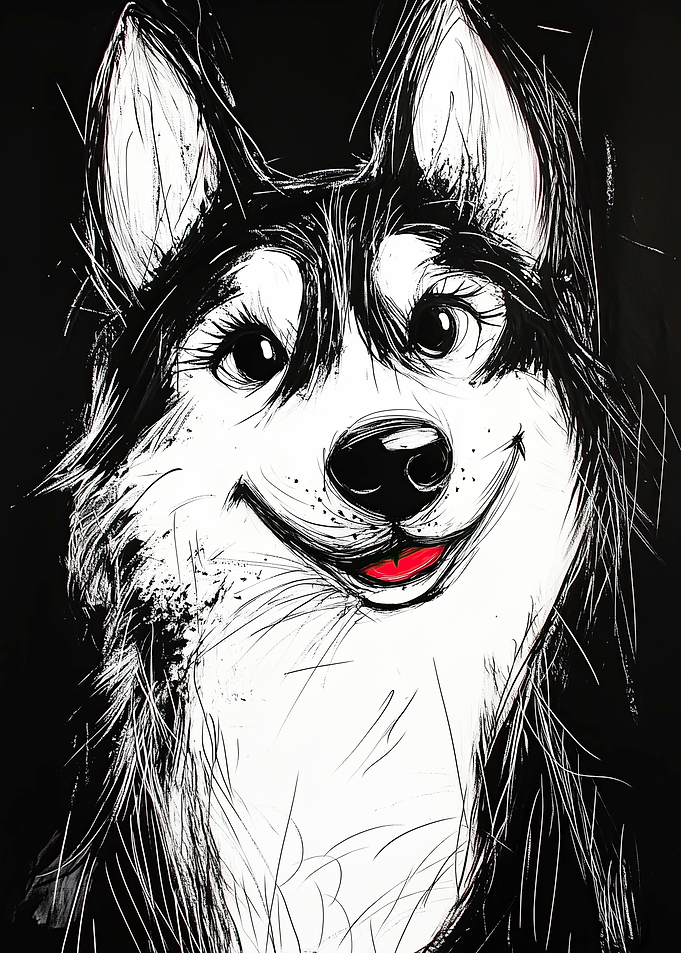 Smiling Husky Portrait