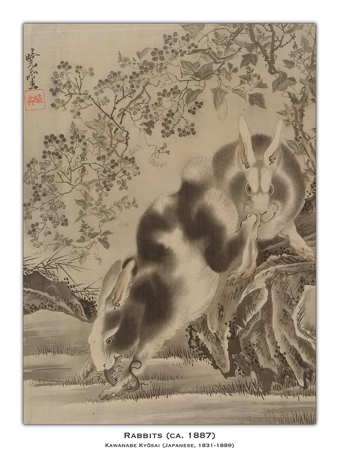 Japanese Rabbits Painting