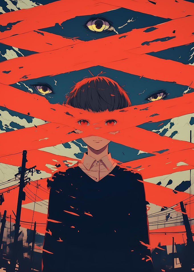 Anime Boy with Red Eyes