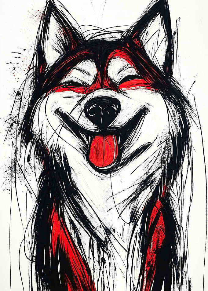 Smiling Husky Dog Art