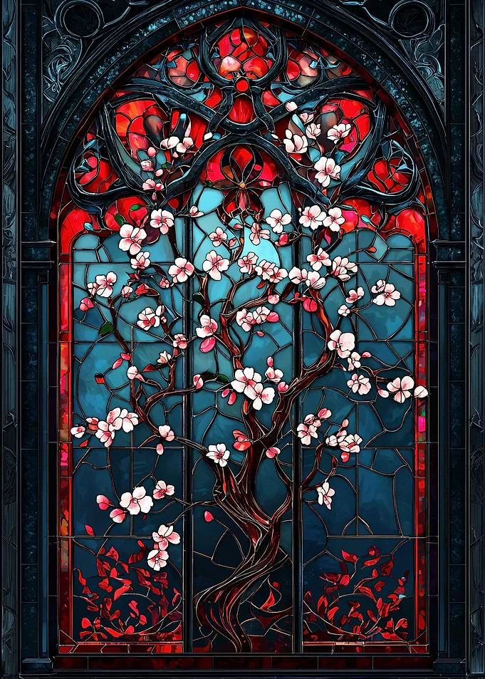 Stained Glass Cherry Blossom