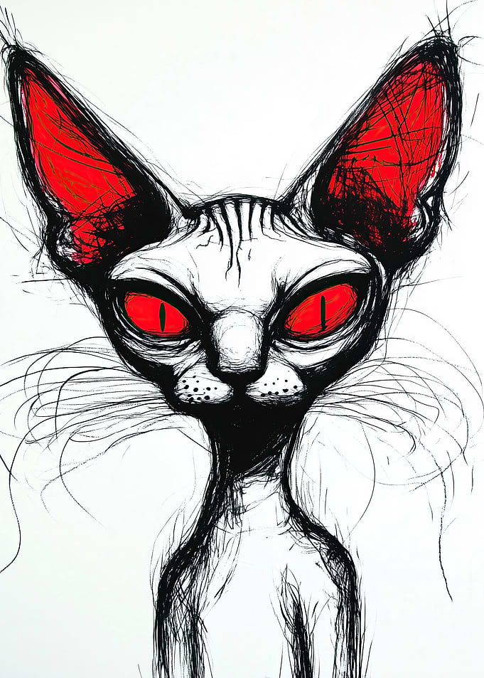 Sphynx Cat with Red Eyes