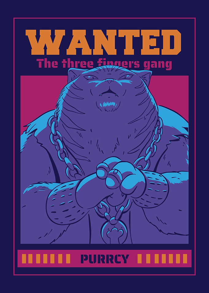 Three Fingers Gang Purrcy Wanted Poster