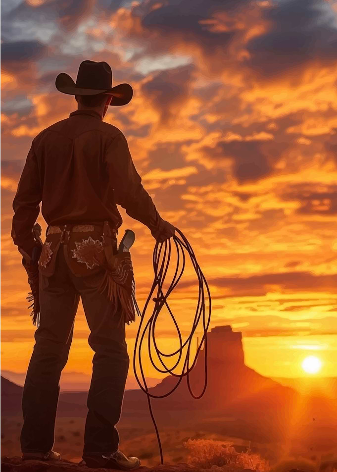 Cowboy at Sunset