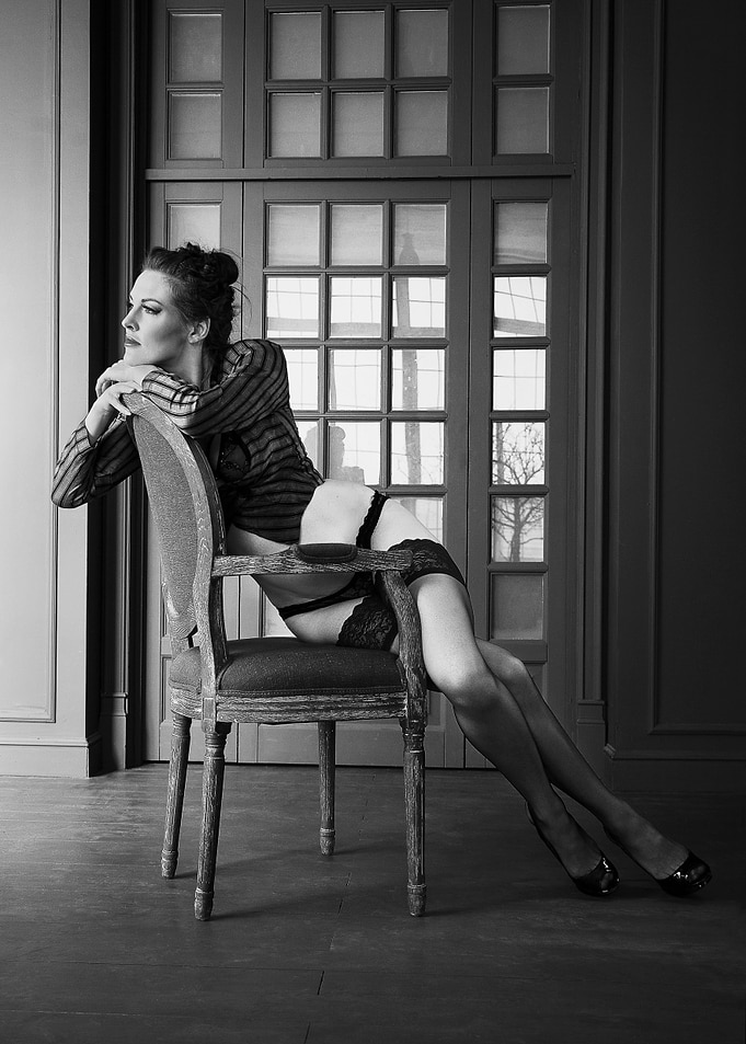 Woman in Lingerie on Chair