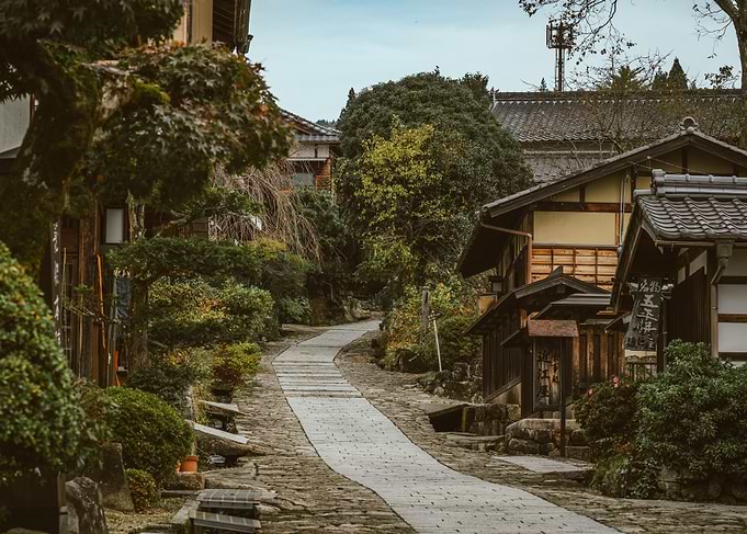 Stone Path in the Japanese Post Town Magome