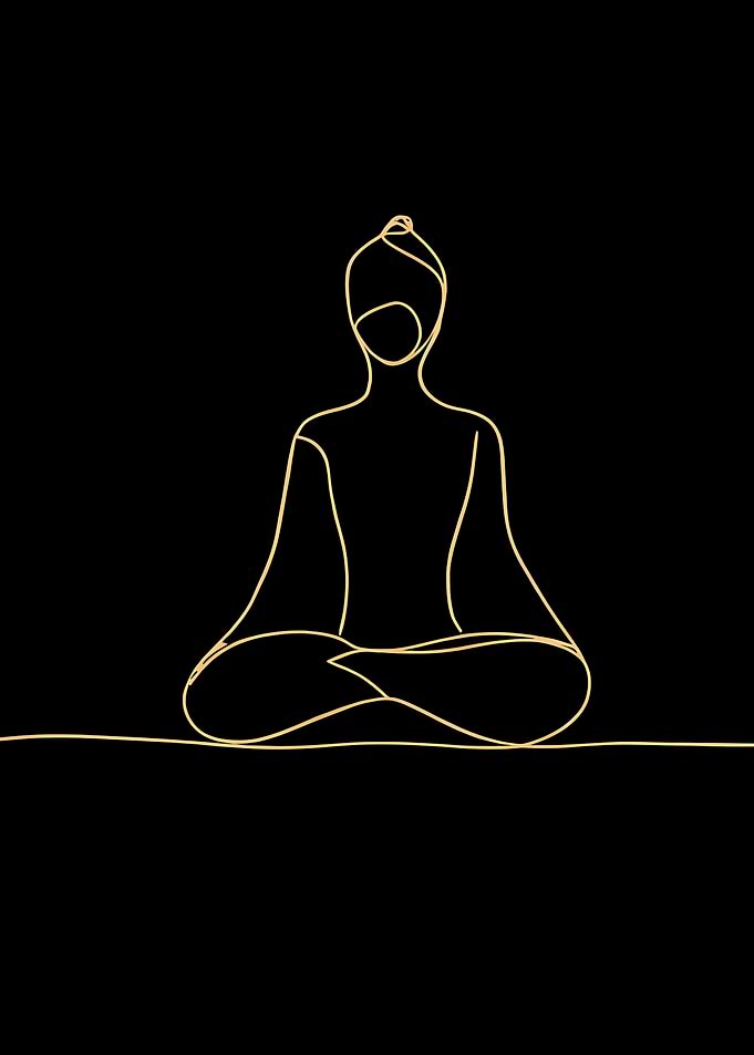Gold Line Meditation Figure
