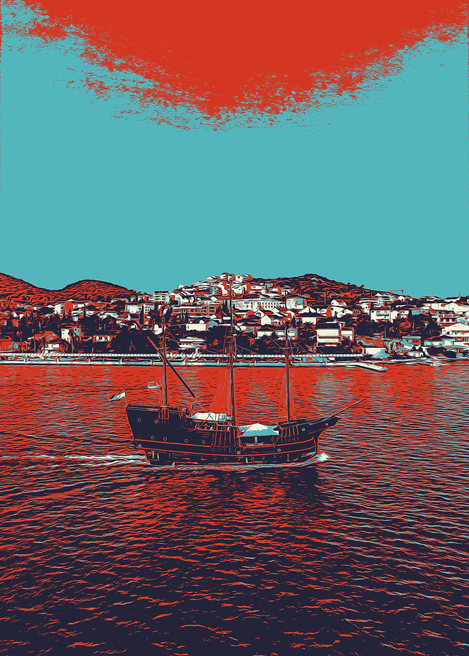 Sailing Ship at Sunset
