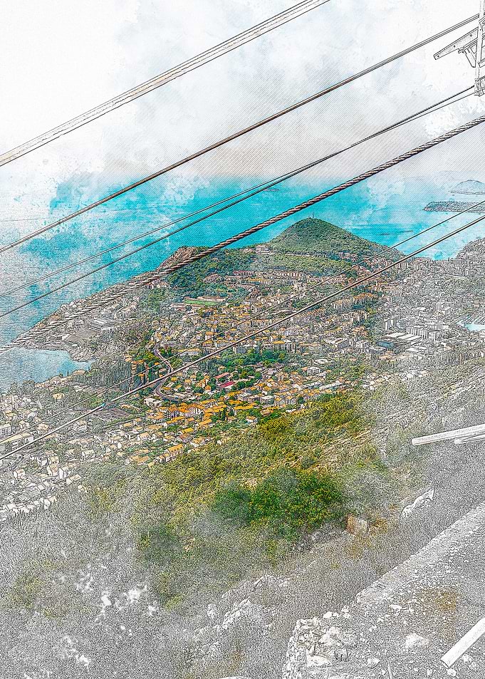 Aerial View of Coastal Town Dubrovnik
