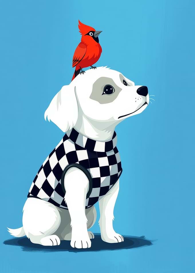 Dog with Cardinal
