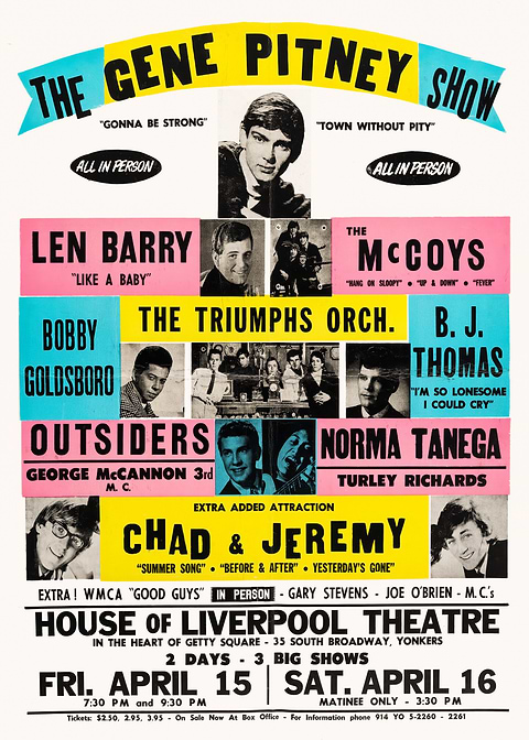 Gene Pitney Show Concert Poster — retro concert bill printed on metal