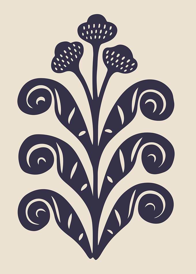 Folk Inspired Floral Print in Indigo Navy Blue