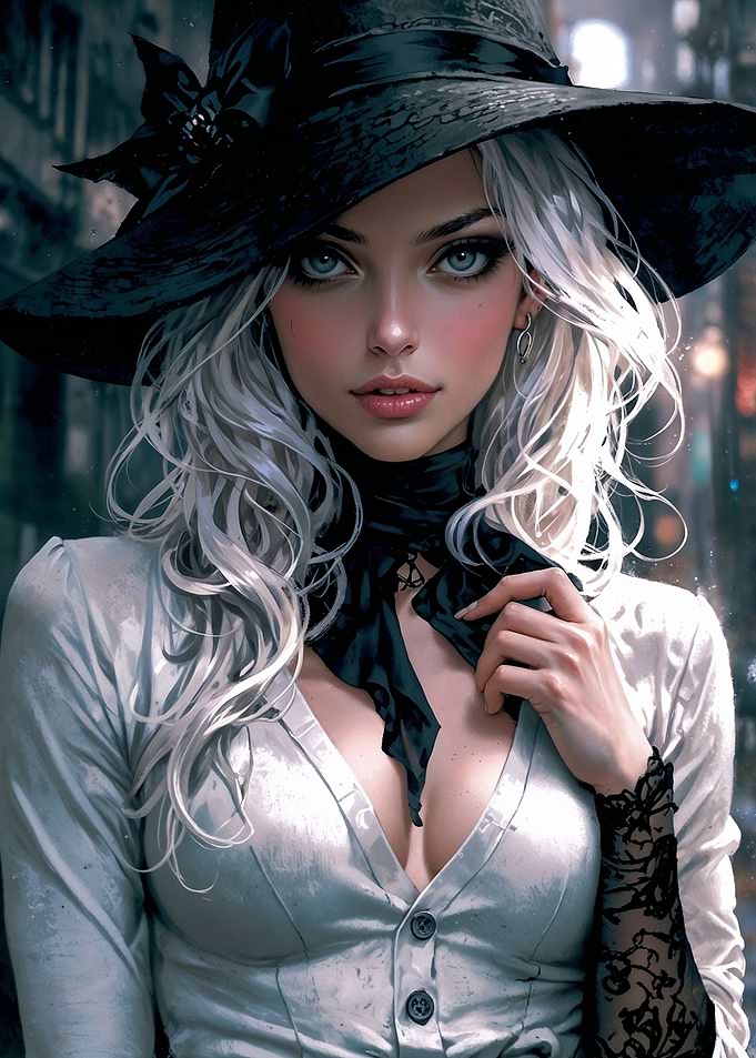 White-Haired Woman in Hat - Mila