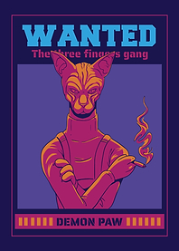 Cat Mafia Demon Paw Wanted Poster