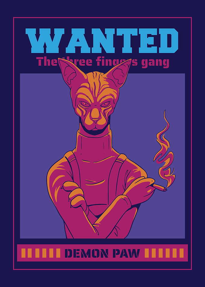 Cat Mafia Demon Paw Wanted Poster