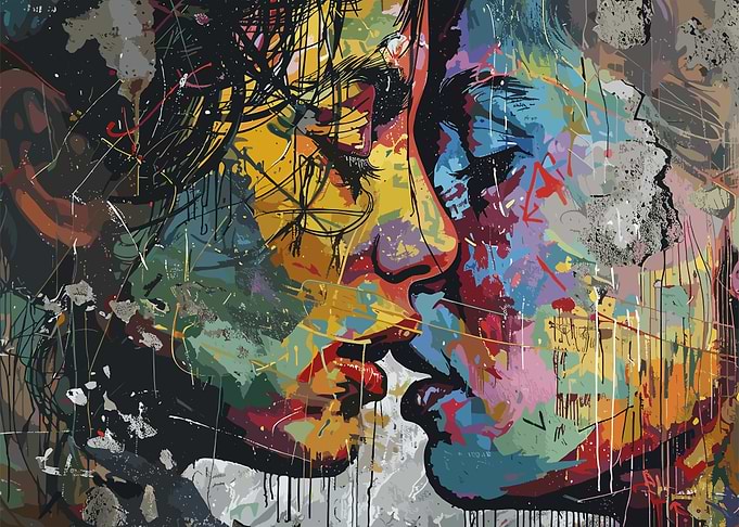 Abstract Couple Kiss