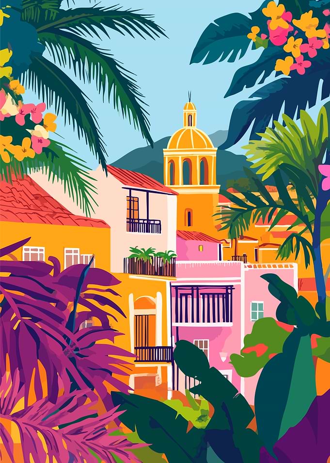 Tropical Mediterranean Cityscape