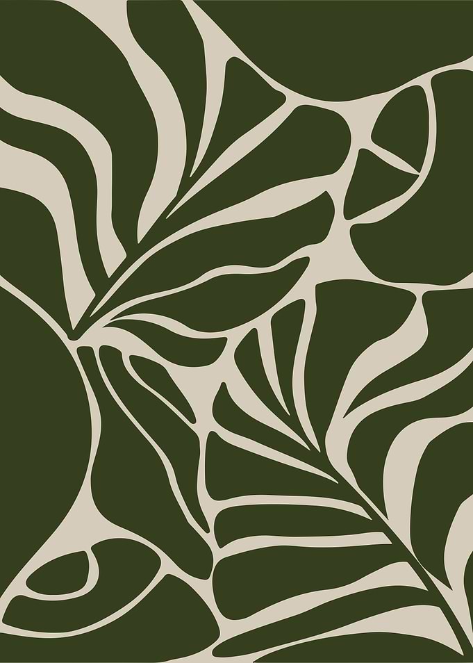 Abstract Organic Leaves Modern Botanical in Green