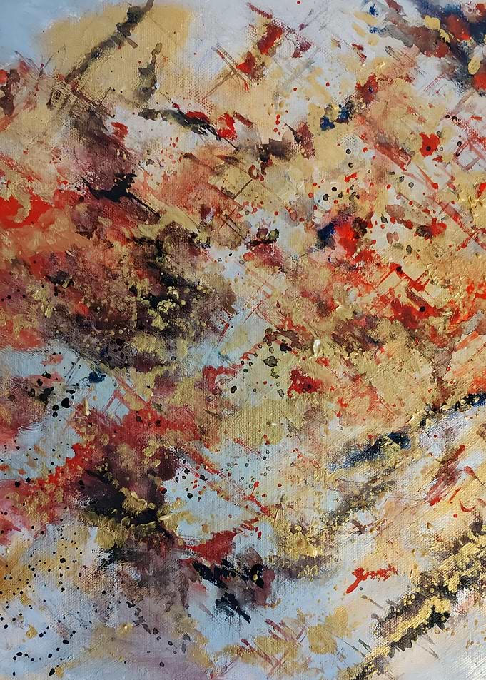 Abstract Gold & Red Painting