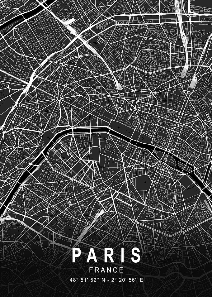 Paris Dark City Map