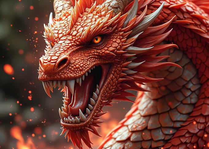Fiery Red Dragon Portrait