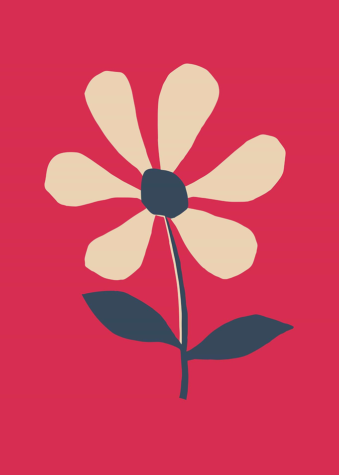 Retro Daisy Flower in Red