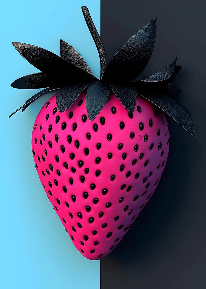 Pink Strawberry with Black Leaves