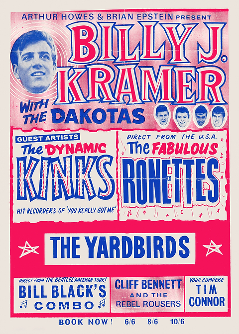 Billy J. Kramer Concert Poster — retro concert bill printed on metal