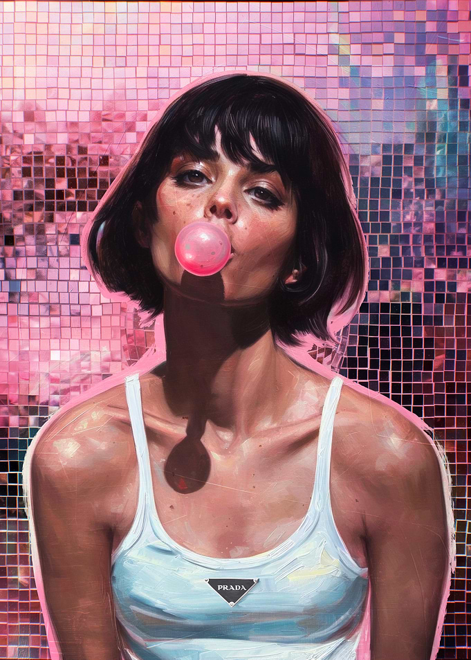 Woman Blowing Bubblegum