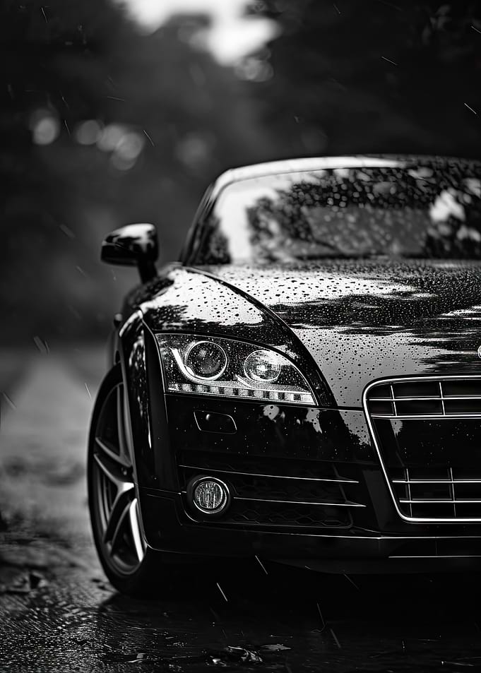 Black Audi TT in Rain