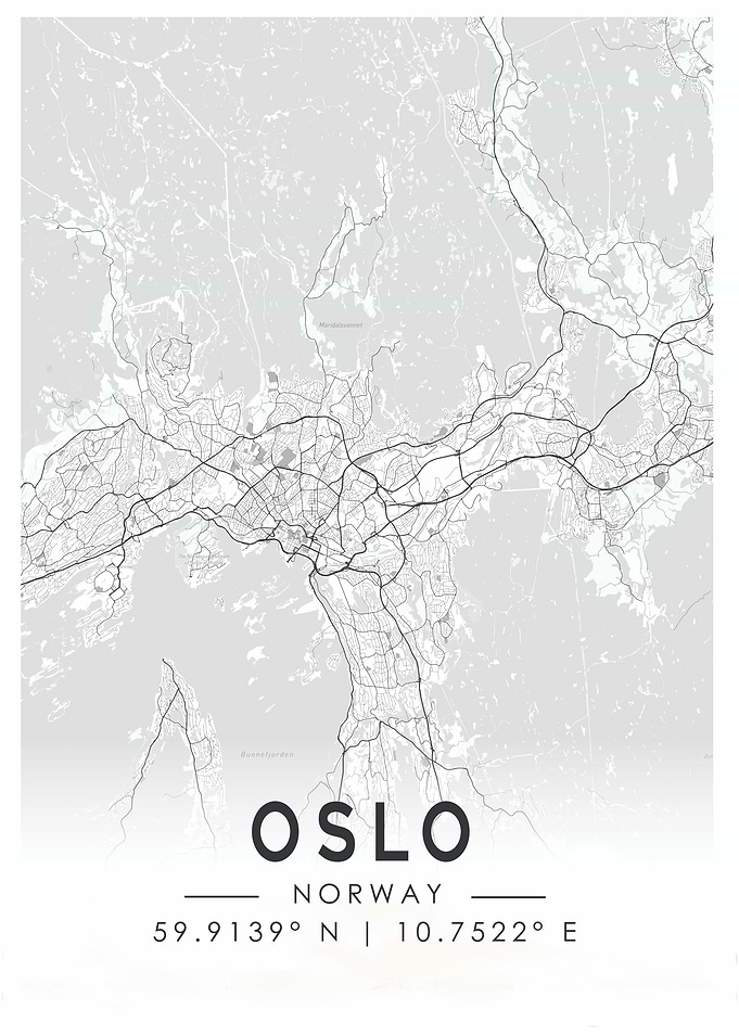 Oslo City Map Print