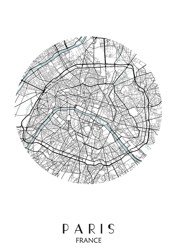 Paris City Map Print