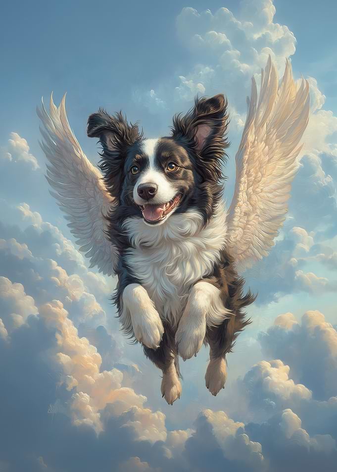 Border Collie Angel | Pet Memorial Art | Dog with Wings