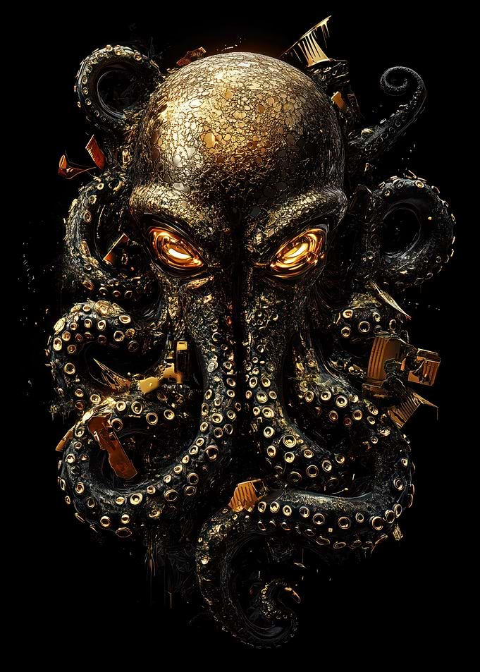Golden Octopus Art